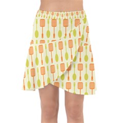 Spatula Spoon Pattern Wrap Front Skirt by GardenOfOphir