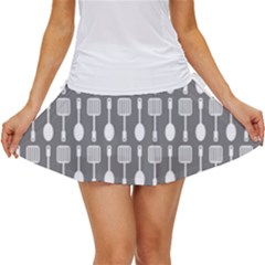 Gray And White Kitchen Utensils Pattern Women s Skort by GardenOfOphir