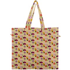 Colorful Ladybug Bess And Flowers Pattern Canvas Travel Bag