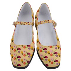 Colorful Ladybug Bess And Flowers Pattern Women s Mary Jane Shoes by GardenOfOphir