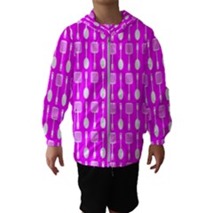 Purple Spatula Spoon Pattern Kids  Hooded Windbreaker by GardenOfOphir