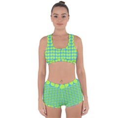 Blue Lime Leaf Pattern Racerback Boyleg Bikini Set by GardenOfOphir