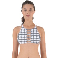 Gray And White Leaf Pattern Perfectly Cut Out Bikini Top