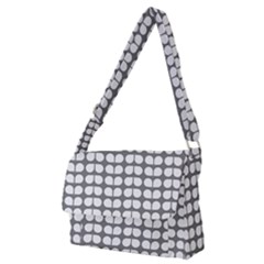 Gray And White Leaf Pattern Full Print Messenger Bag (m)