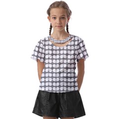 Gray And White Leaf Pattern Kids  Front Cut Tee by GardenOfOphir