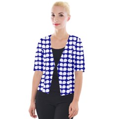 Blue And White Leaf Pattern Cropped Button Cardigan by GardenOfOphir