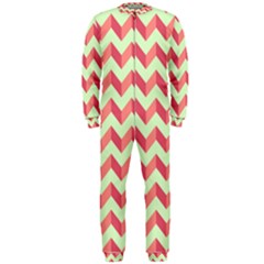 Modern Retro Chevron Patchwork Pattern Onepiece Jumpsuit (men) by GardenOfOphir