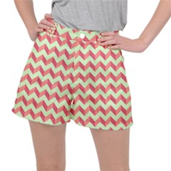 Modern Retro Chevron Patchwork Pattern Women s Ripstop Shorts by GardenOfOphir