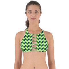 Modern Retro Chevron Patchwork Pattern Perfectly Cut Out Bikini Top by GardenOfOphir