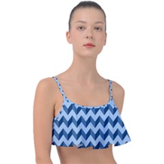 Modern Retro Chevron Patchwork Pattern Frill Bikini Top by GardenOfOphir