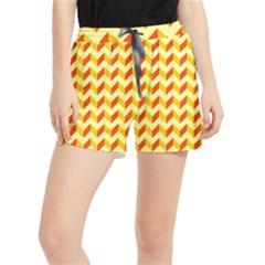 Modern Retro Chevron Patchwork Pattern Women s Runner Shorts by GardenOfOphir