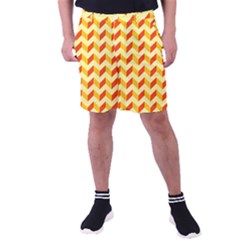 Modern Retro Chevron Patchwork Pattern Men s Pocket Shorts by GardenOfOphir