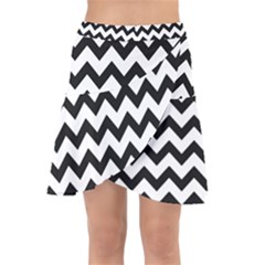 Black And White Chevron Wrap Front Skirt by GardenOfOphir