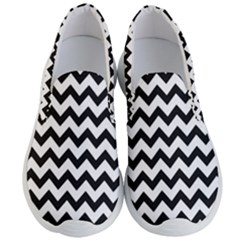 Black And White Chevron Men s Lightweight Slip Ons by GardenOfOphir