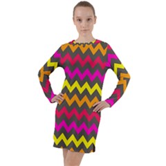 Chevron Pattern Gifts Long Sleeve Hoodie Dress by GardenOfOphir