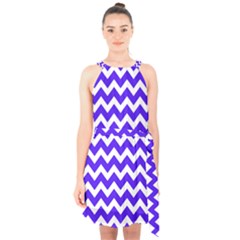 Chevron Pattern Gifts Halter Collar Waist Tie Chiffon Dress by GardenOfOphir