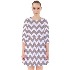 Beige Chevron Pattern Gifts Smock Dress by GardenOfOphir