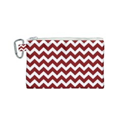 Red Chevron Pattern Gifts Canvas Cosmetic Bag (small) by GardenOfOphir