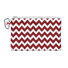 Red Chevron Pattern Gifts Canvas Cosmetic Bag (large) by GardenOfOphir