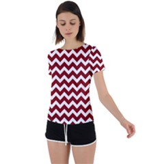 Red Chevron Pattern Gifts Back Circle Cutout Sports Tee by GardenOfOphir