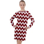 Red Chevron Pattern Gifts Long Sleeve Hoodie Dress