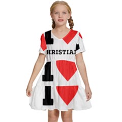 I Love Christian Kids  Short Sleeve Tiered Mini Dress