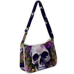 Cute Skulls And Bones Zip Up Shoulder Bag