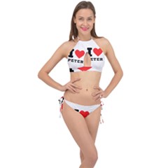 I Love Peter Cross Front Halter Bikini Set