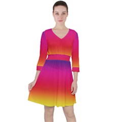 Spectrum Quarter Sleeve Ruffle Waist Dress