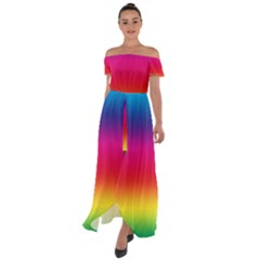 Spectrum Off Shoulder Open Front Chiffon Dress