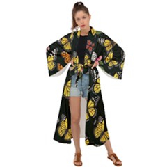 Flowers Butterfly Blooms Flowering Spring Maxi Kimono by Jancukart