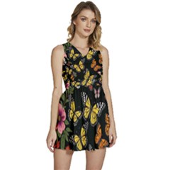 Flowers Butterfly Blooms Flowering Spring Sleeveless High Waist Mini Dress by Jancukart