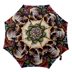 Death Skull Floral Hook Handle Umbrellas (large) by GardenOfOphir