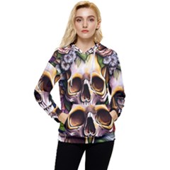 Death Skull Floral Women s Lightweight Drawstring Hoodie by GardenOfOphir