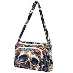 Skull Dead Front Pocket Crossbody Bag by GardenOfOphir