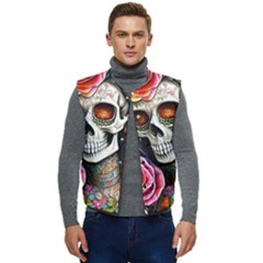 Sugar Skull Men s Short Button Up Puffer Vest	 by GardenOfOphir