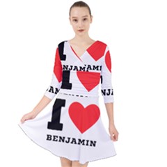 I Love Benjamin Quarter Sleeve Front Wrap Dress