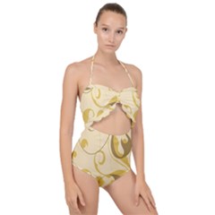 Floral Scallop Top Cut Out Swimsuit