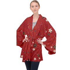 Flowers-106 Long Sleeve Velvet Kimono 