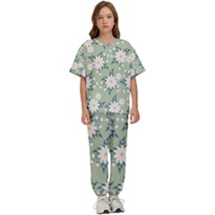 Flowers-108 Kids  Tee And Pants Sports Set by nateshop