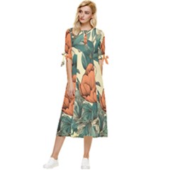 Generated Bow Sleeve Chiffon Midi Dress by nateshop