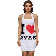 I Love Ryan Sleeveless Wide Square Neckline Ruched Bodycon Dress