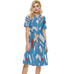 Medicine Pattern Button Top Knee Length Dress by SychEva