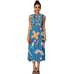 Medicine Pattern Sleeveless Round Neck Midi Dress by SychEva