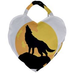 Wolf Wild Animal Night Moon Giant Heart Shaped Tote by Semog4