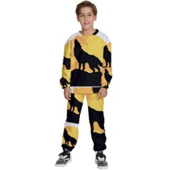 Wolf Wild Animal Night Moon Kids  Sweatshirt Set