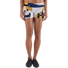 Puppy Cartoon Corgi Yoga Shorts by Semog4