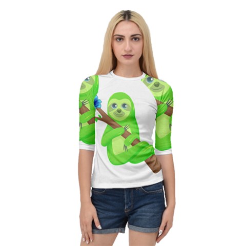 Sloth Branch Cartoon Fantasy Quarter Sleeve Raglan Tee by Semog4