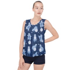 Bear Pattern Patterns Planet Animals Bubble Hem Chiffon Tank Top