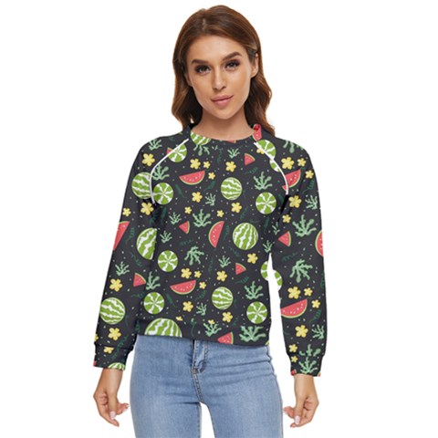 Watermelon Berries Patterns Pattern Women s Long Sleeve Raglan Tee by Semog4